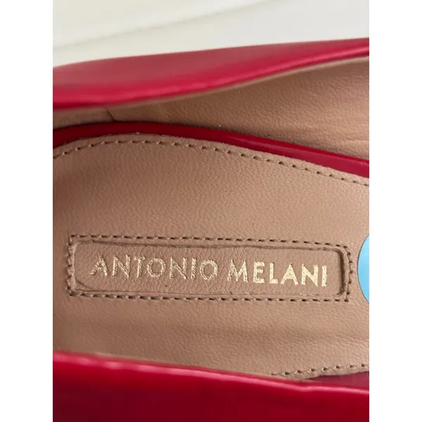 Antonio Melani‎ Red Leather Peep Toe Pumps Stiletto Heels Womens 9M - Image 6