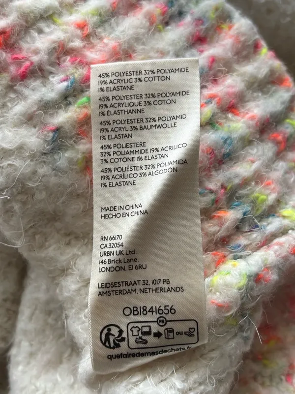 Free People Stardust Multicolored Sweater Sz M Confetti Knit Mock Neck Cropped - Image 8