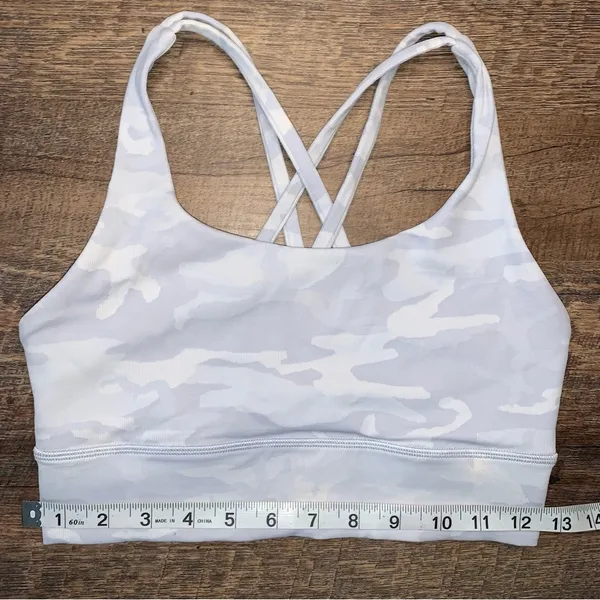 Lululemon Energy Longline Grey Camouflage Sports Bra Size 6 - Image 2