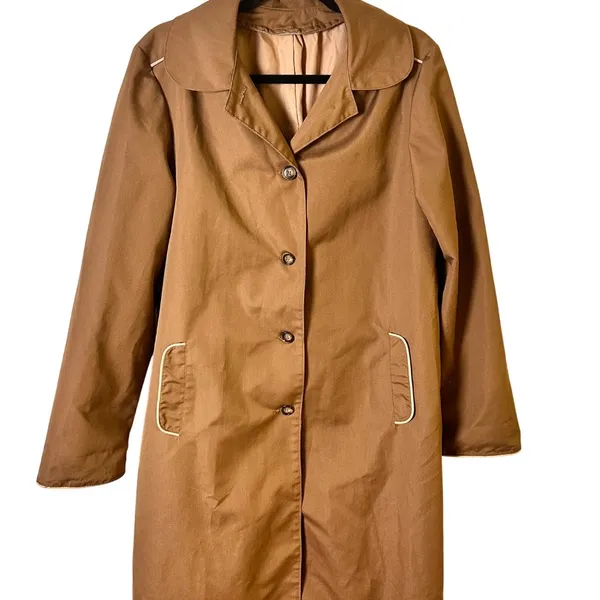 Unbranded M Polyester Brown Button-Up Womens Trench Coat No Lining With Pockets - Image 2