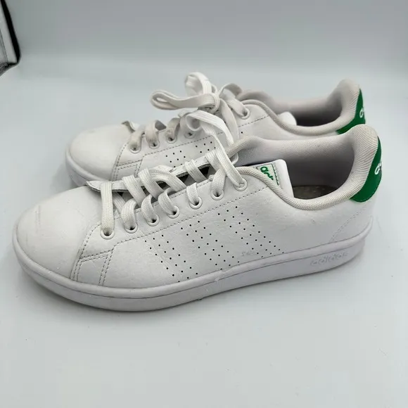 Adidas Advantage Clean QT White Green Stripe Sneakers Women's‎ Size 8.5 Vegan - Image 5