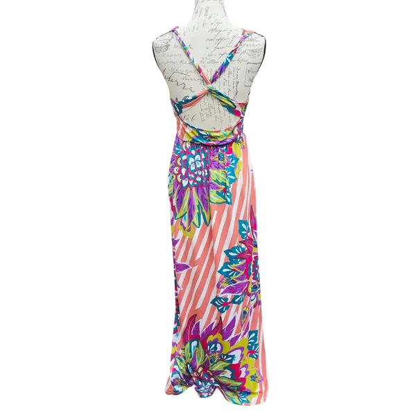 Flying Tomato Floral Striped Maxi Dress V-Neck Open Back ID10766 Multicolor M - Image 6