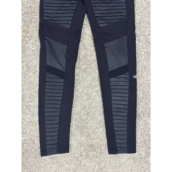 ALO YOGA 7/8 High Waist Black Moto Leggings Size Small - Image 4