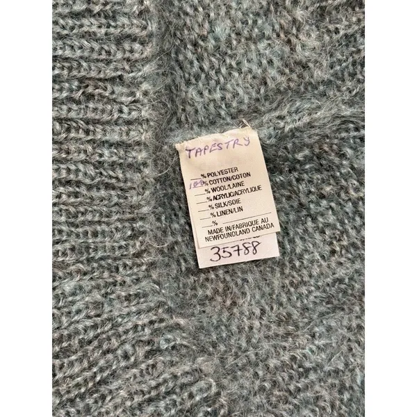 VINTAGE Woof Womens Cardigan Green Floral Folk Tapestry Wool Sweater 90s Large - Image 11