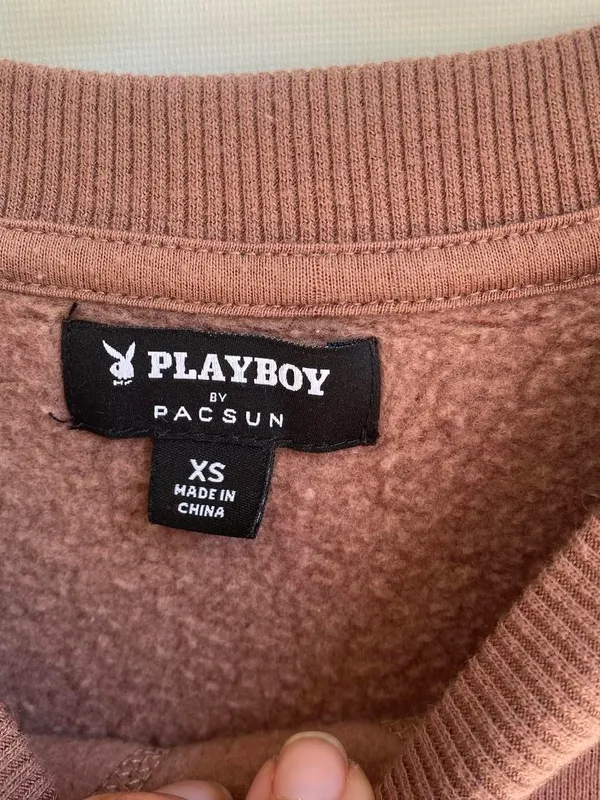 PacSun playboy brown white daisy floral sleeve crewneck sweatshirt loungewear XS - Image 5