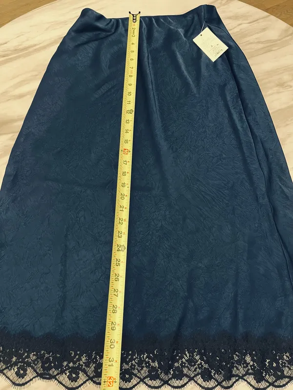 Brand New A New Day Navy Satin Lace Hem Slip Skirt Size Small - Image 4