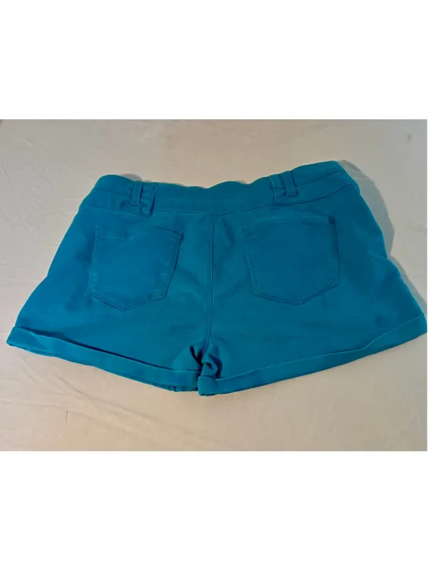 Tinseltown Women’s High Rise Button Fly Stretch Denim Shorts Turquoise Size 13 W - Image 2