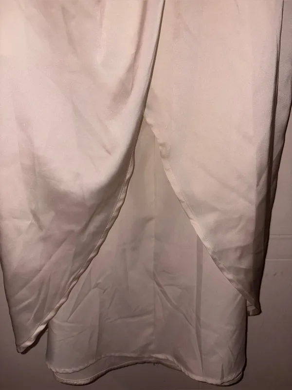 Express Conscious Edits Satin Faux Wrap Dress - Image 4