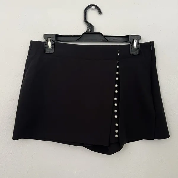 NEW Zara Mini Skort Skirt Black Pearl SMALL High Rise Womens - Image 10