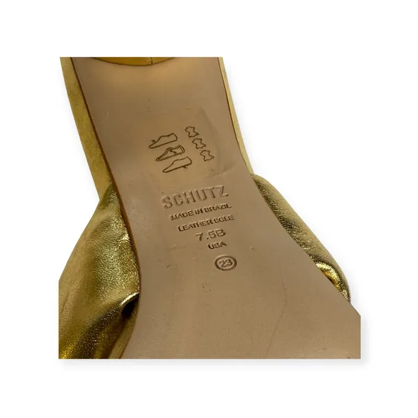 new Schutz 𒀭 Fairy High Heeled Sandal 𒀭Metallic Gold Shimmer Leather 𒀭 7.5M 𒀭 - Image 14