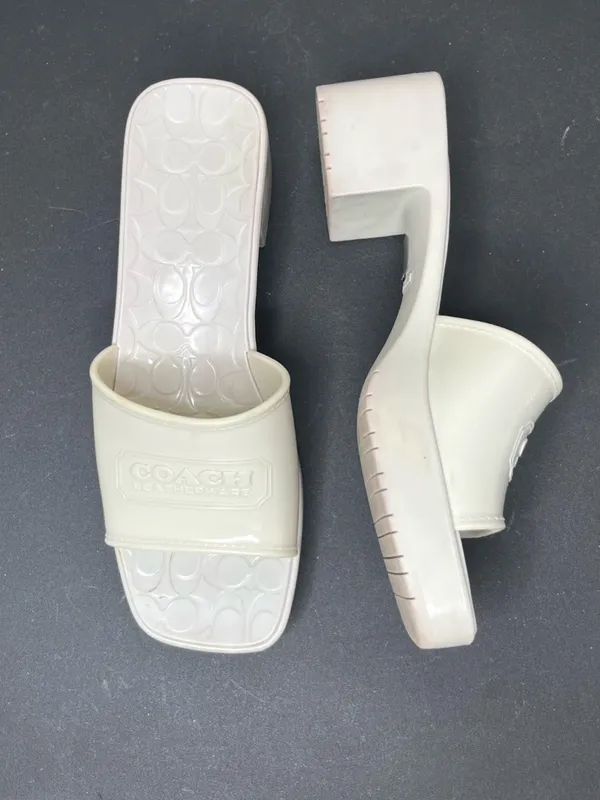 Coach Scarlett Rubber Block Heel Sandal Mule in Ivory Size 8 - Image 2