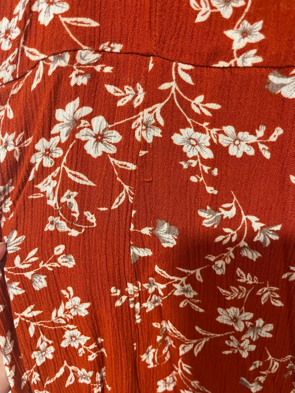 Lulus Floral Red Midi Dress with Slit. Some pulling (pictured) - Image 3