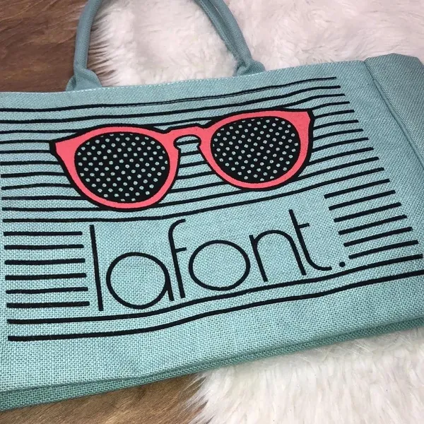 lafont. Large green striped tote bag - Image 3