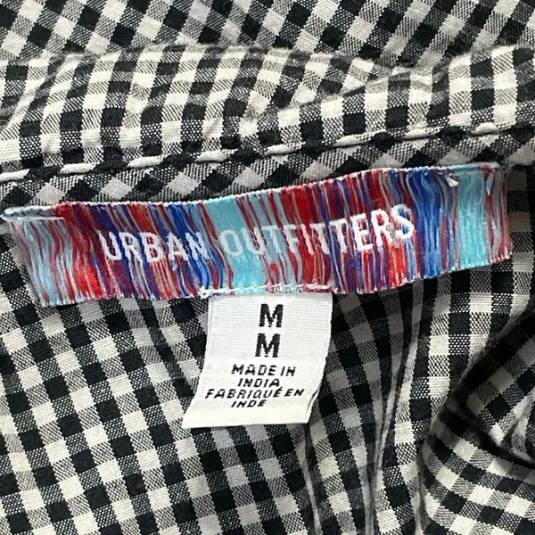 Urban Outfitters Claire Black Gingham Check Short Sleeve Babydoll Mini Dress M - Image 4