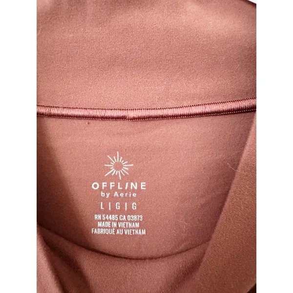 OFFLINE by Aerie Real Me Long Sleeve Mock Neck Active Top Rust Brown Size L - Image 5