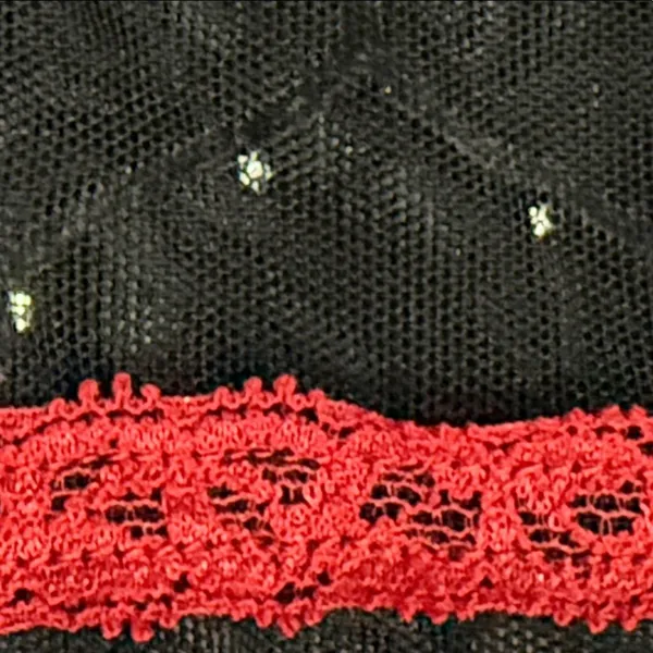 Native Intimates Babydoll Teddy 36B Medium Black Red Lace Sheer Rhinestones - Image 14