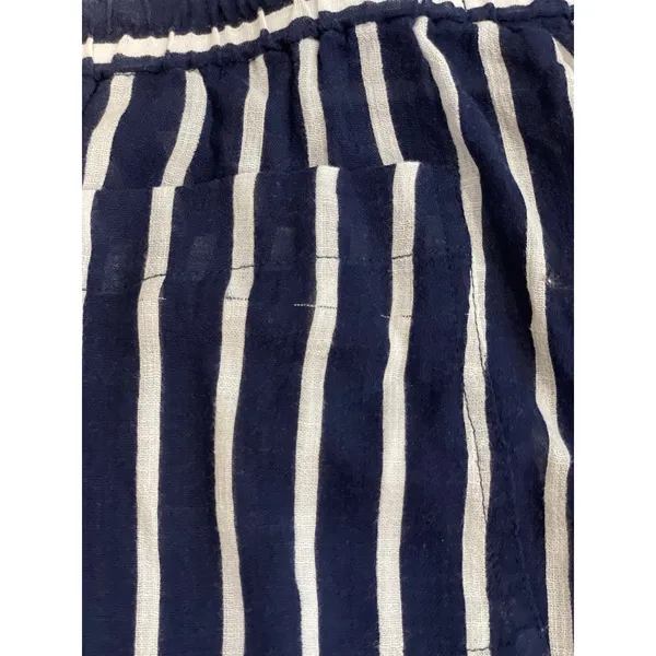 J.Crew Navy & White Striped Wide‑Leg Cotton Pants with Drawstring Waist Size M - Image 11