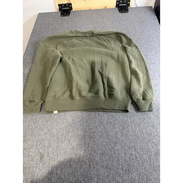 American Eagle Womens Crewneck Olive Green Floral Velvet Embossed Sz XS - Image 10