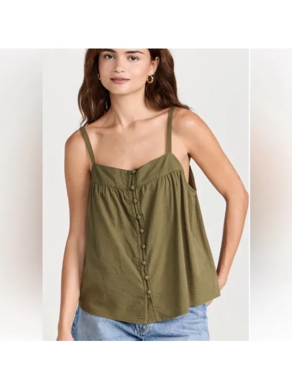Faherty Sleeveless Olive Green Tank Top Size XS - Image 3