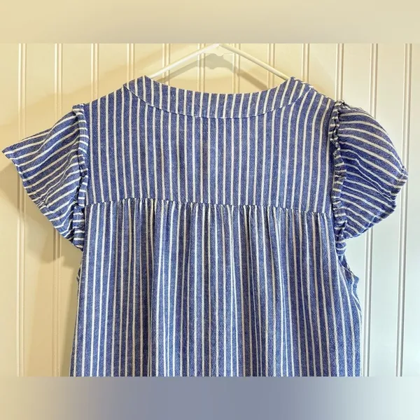 For Cynthia Striped Blue Midi Dress size S.55% LINEN 45% VISCOSE - Image 8