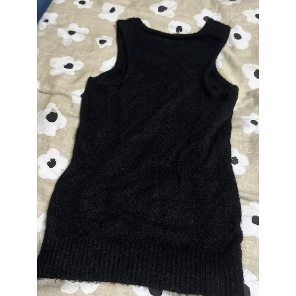 Bebe fuzzy black rhinestone tank top - Image 5