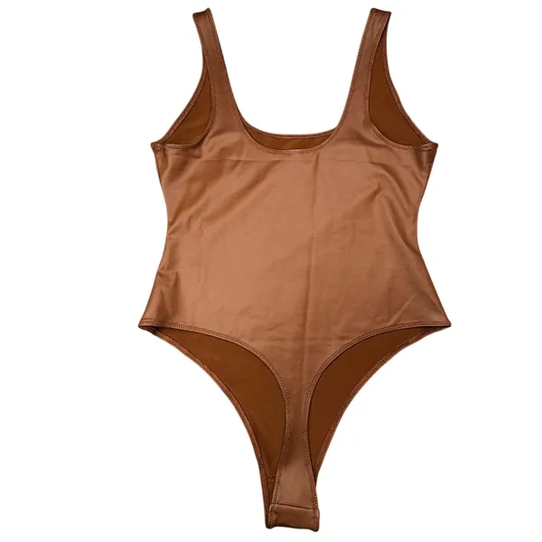 SKIMS Wet Jersey Tank Bodysuit Copper M Medium NWT Faux Leather Look BS-TNK-0801 - Image 4