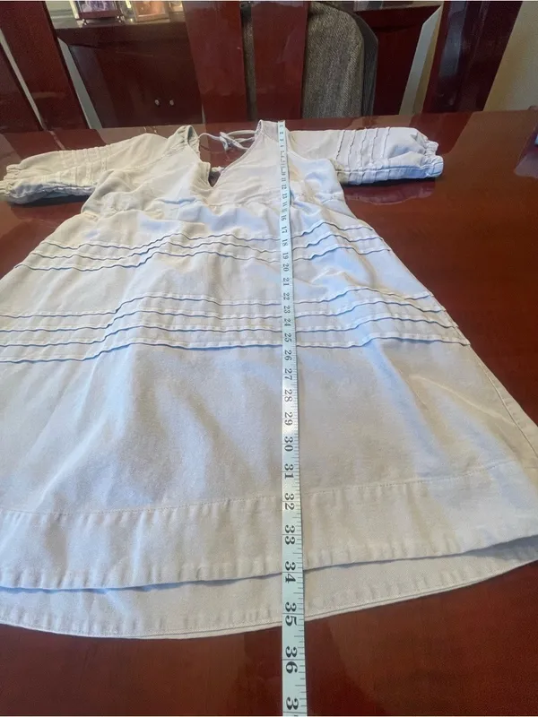 7 For All Mankind Light Blue Cotton V-Neck Puff Sleeve Relaxed Mini Dress XL - Image 7