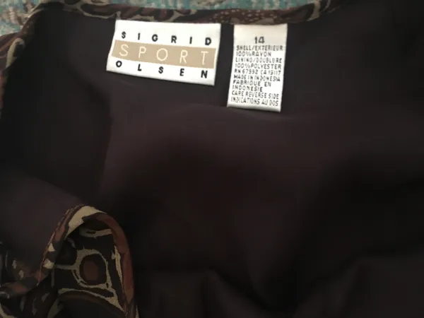 Sigrid Olsen Sport Y2K Rayon Brown Floral Wrap Skirt 14 - Image 2