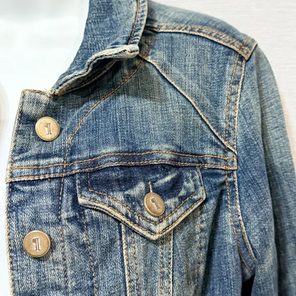 Pilcro and the Letterpress Womens XS Denim Jacket Medium Wash Cropped Trucker - Image 3