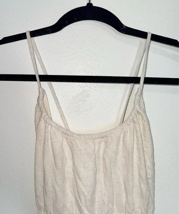 American Eagle Halter Open Back Handkerchief Hem Midi Dress Cream NWT - Image 5
