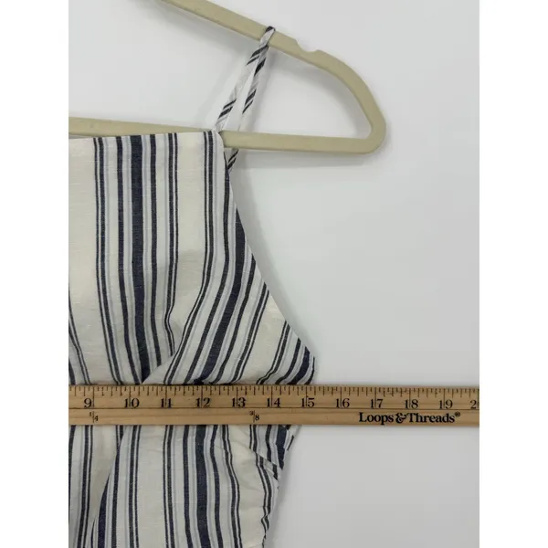 Madewell Linen Cotton Striped Ruched Square Neck Tank Top Size 0 Coastal - Image 8