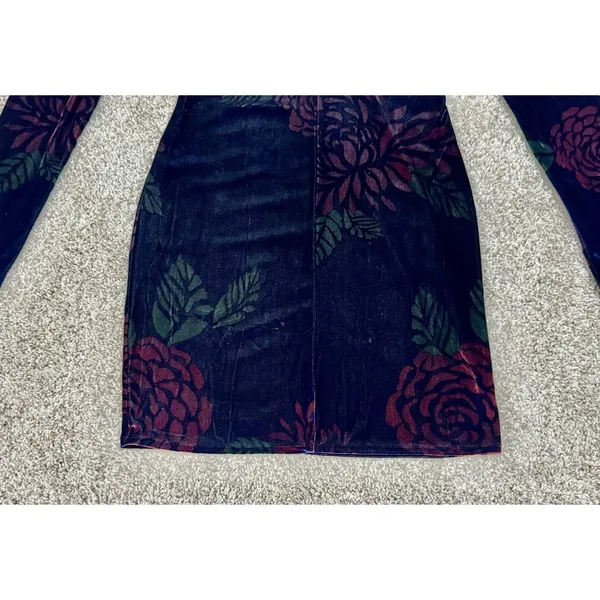 Free People Intimately Floral Velvet Strappy Bodycon Mini Dress Long Sleeve Sz S - Image 3