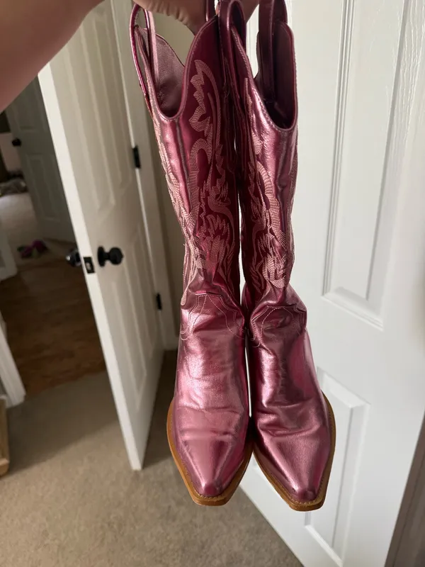 Pink metallic amazon cowgirl boots - Image 2