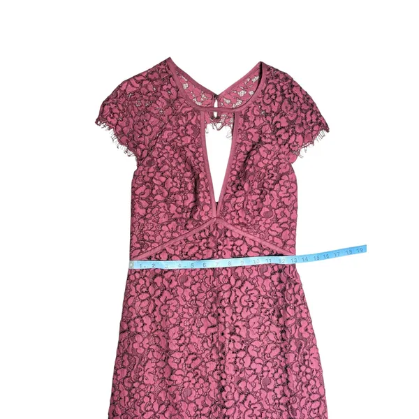 Harlyn Anthropologie Pomegranate Keyhole Maxi Lace Dress Burgundy‎ S Cap Sleeve - Image 11
