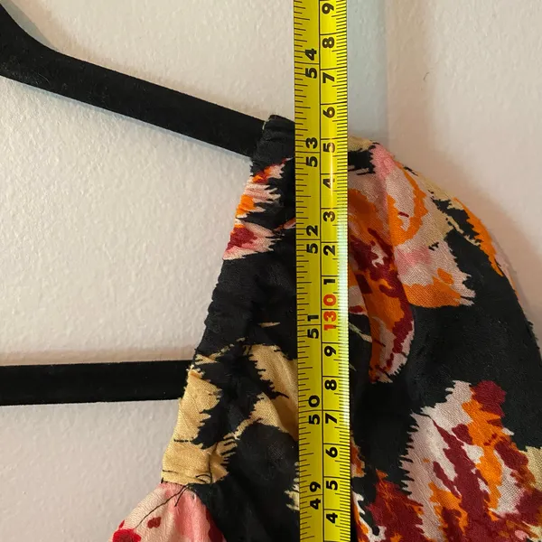 Anthropologie Black Pink Floral Blossom Maxi Dress Puff Sleeve Women's size XS - Image 10