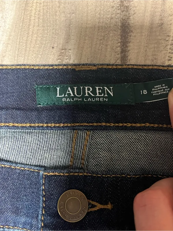 NWT Lauren Ralph Lauren Classic Straight Stretch Jeans Size 18 Dark Indigo Wash - Image 2