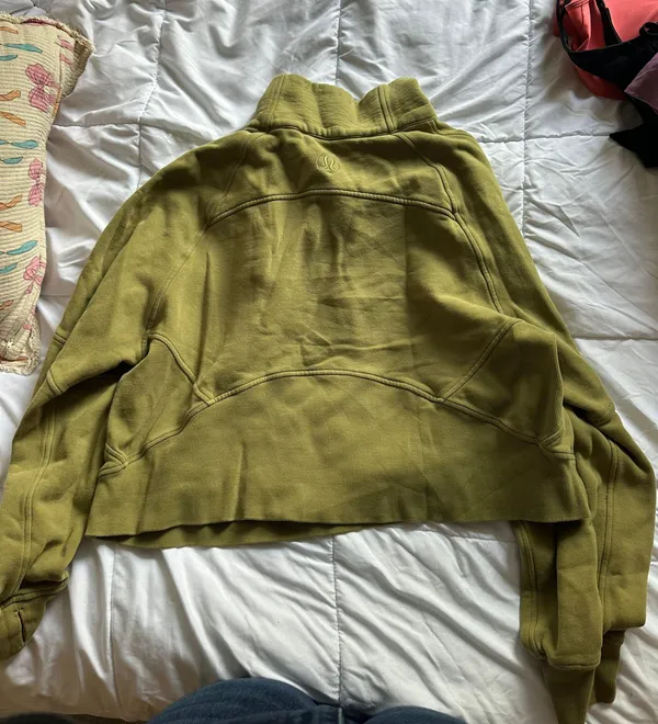 Lululemon Olive Green Cropped Half-Zip - Image 2