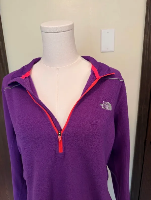 The North Face pullover purple quarter zip fleece jacket - Image 2