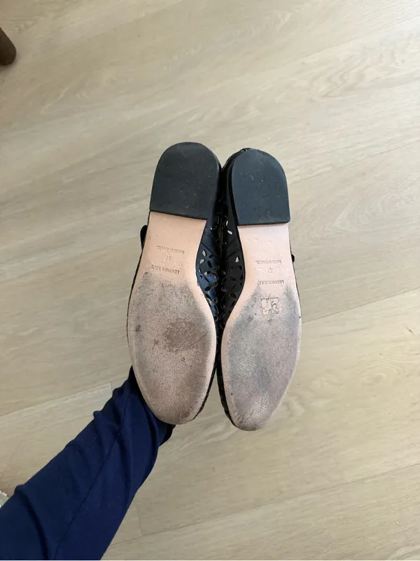 Anthropologie Black Laser-Cut Mary Jane Flats - Image 5