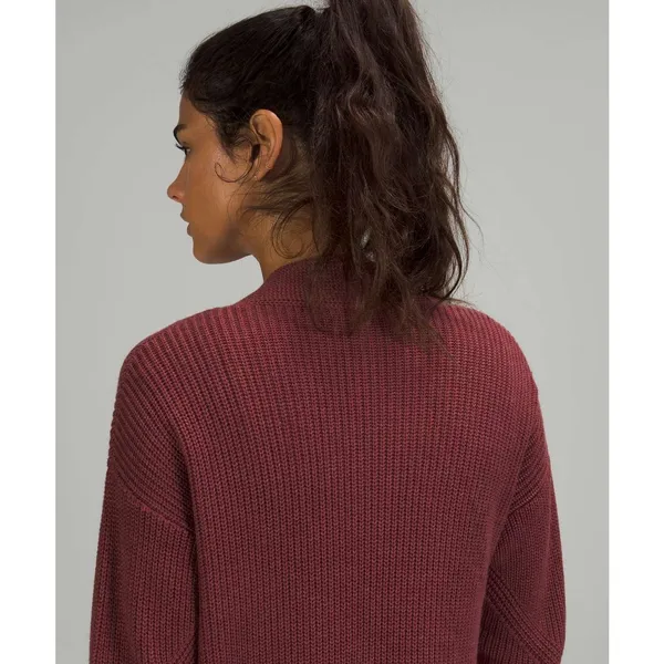 Lululemon Cashlu Long Open Cardigan Sweater Wrap Burgundy Wine Medium Large - Image 7