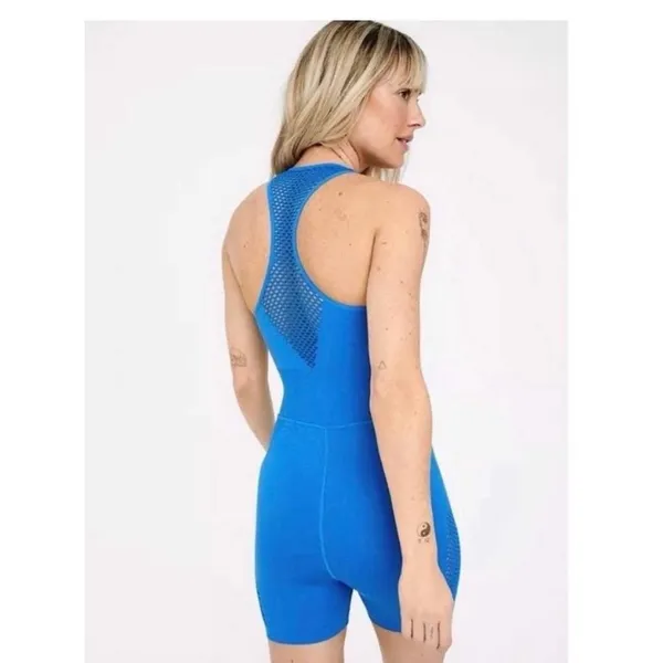 OFFLINE by Aerie Athletic Romper Blue Racerback Seamless Perforated NWOT Small‎ - Image 3