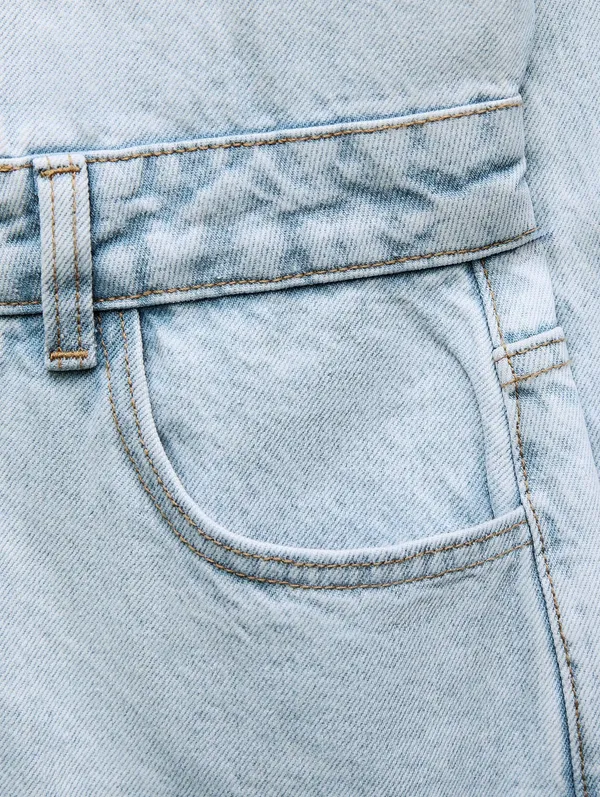 Zara jumpsuit romper onesie denim jeans light blue - Image 9