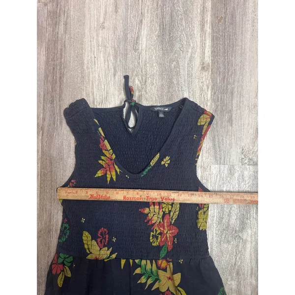 Toad&Co Womens Navy Blue Tropical Floral Smocked Wide Leg Jumpsuit Large Pockets - Image 5