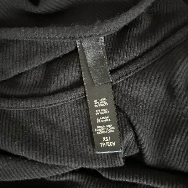 SKIMS Soft Lounge Long Sleeve Dress Modal Spandex Black Square Neck Ribbed Sz XS - Image 5