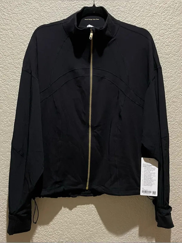 Lululemon Define Relaxed Fit Luon Full Zip Jacket Black Gold Size 10 NWT - Image 7