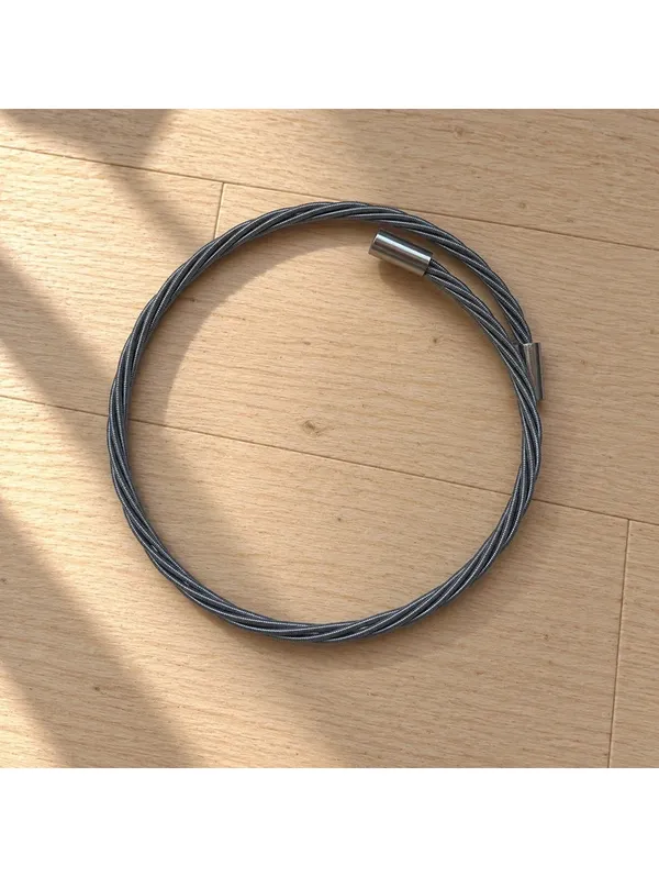 Set of 2 Twisted Cable Wire Cuff Bracelets Silver Bronze Tone Minimalist - Image 2