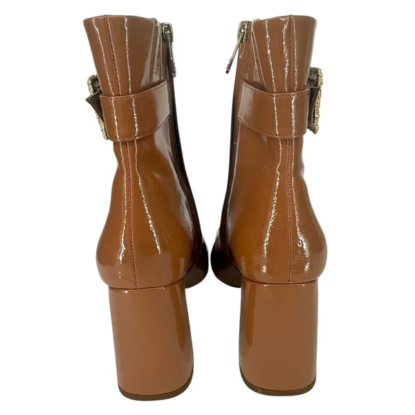 Sam Edelman Women's Corinne Square Toe Dress Booties Desert Camel Patent Sz 8.5M - Image 8