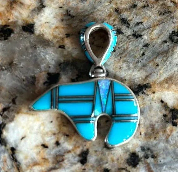 Torquise Bear Pendant Blue - Image 3