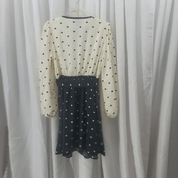 Kate Spade Perfect Heart Romantic Dress Size L Tie Keyhole Neck Black Cream NWOT - Image 13