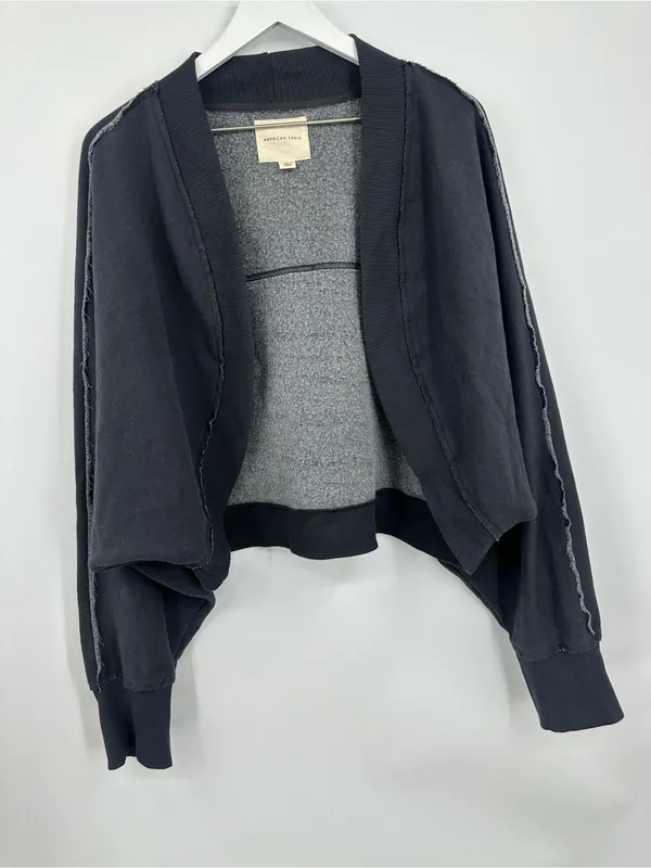 American Eagle Cropped Sweatshirt Cardigan Size 2XL Oversized Loungewear - Image 9